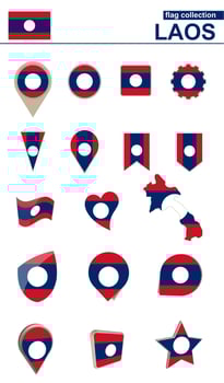 Laos Flag Collection. Big set for design. vector