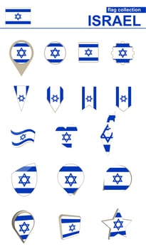 Israel Flag Collection. Big set for design. vector