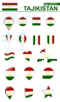 Tajikistan Flag Collection. Big set for design. vector