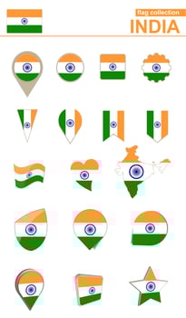 India Flag Collection. Big set for design. vector