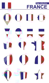 France Flag Collection. Big set for design. vector