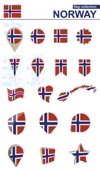 Norway Flag Collection. Big set for design. vector