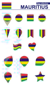 Mauritius Flag Collection. Big set for design. vector