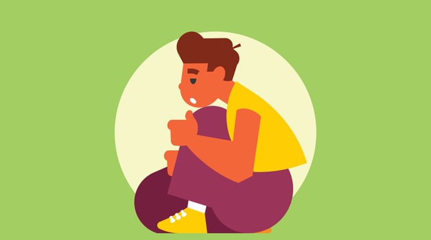 boy sitting on floor thinking vector
