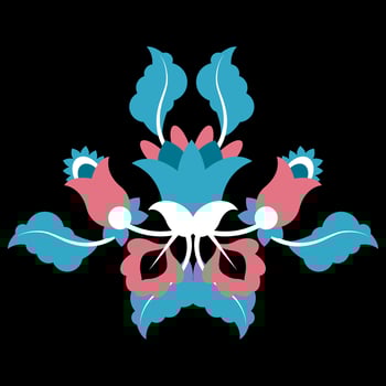 Ethnic Mexican flower embroidery on black background vector
