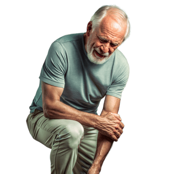 Elderly Man in Casual Clothes Kneeling Down in Pain png