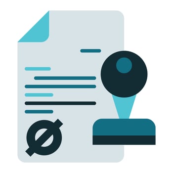 letter and postmark icon, post office equipment icon vector