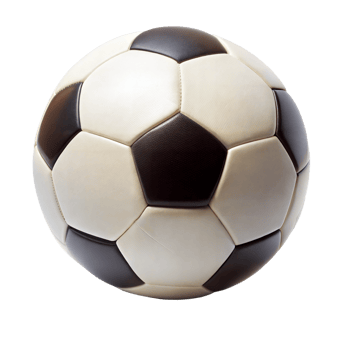 Classic black and white soccer ball displayed on a transparent background png