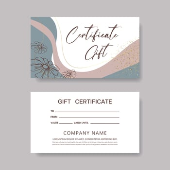 Set of gift card templates. Modern style template with gold glitter for salon, gallery, spa, store. vector