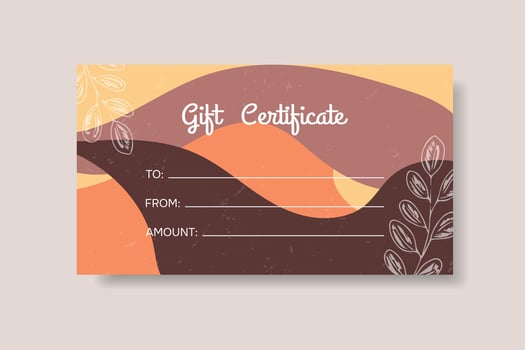 Gift Certificate. Template in modern style for salon, gallery, spa, store. vector