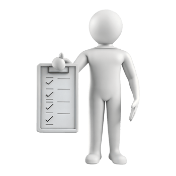 3D figure holding checklist on clipboard png