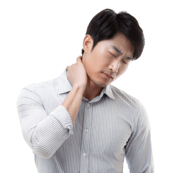 Young man experiencing neck pain png
