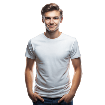 Confident young male in white tshirt png