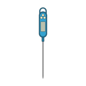 kids drawing cartoon illustration food thermometer icon Isolated on White vector