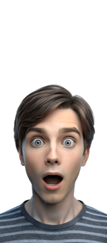 Depict a person with wide eyes, mouth slightly open png