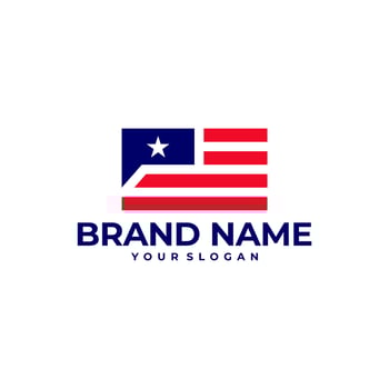 CHAT FLAG AMERICA TALK LOGO ICON ILLUSTRATION vector