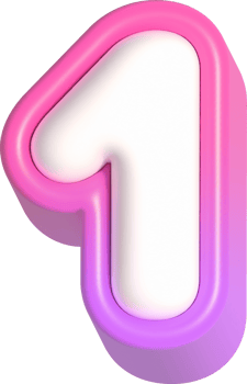 Number 1, Pink Cute 3D Lettering png