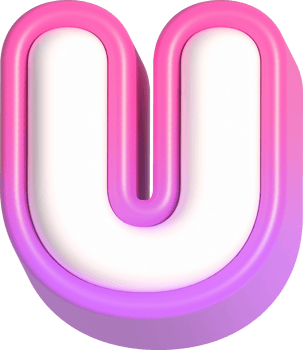 Letter U, Pink Cute 3D Lettering png