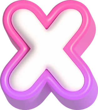 Letter X, Pink Cute 3D Lettering png