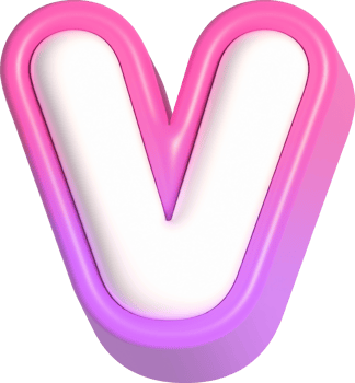 Letter V, Pink Cute 3D Lettering png
