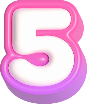 Number 5, Pink Cute 3D Lettering png