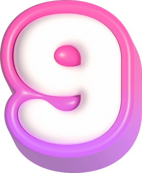 Number 9, Pink Cute 3D Lettering png