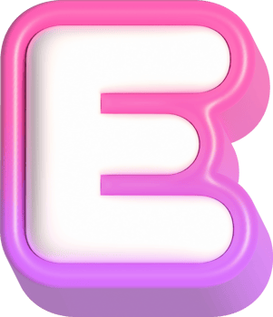 Letter E, Pink Cute 3D Lettering png