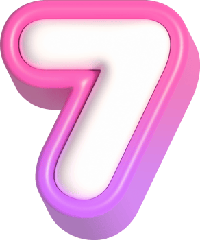 Number 7, Pink Cute 3D Lettering png