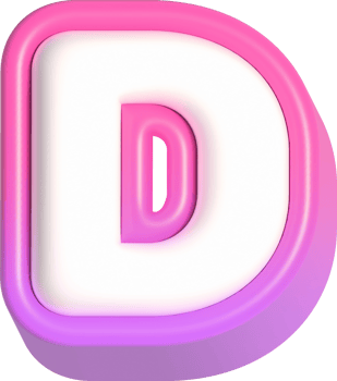 Letter D, Pink Cute 3D Lettering png