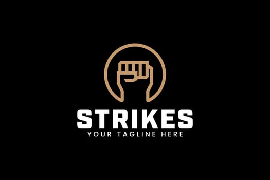 fish hand outline logo design for gym fitness boxing sport vector