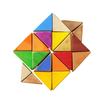 a colorful puzzle piece made of wood and plastic png