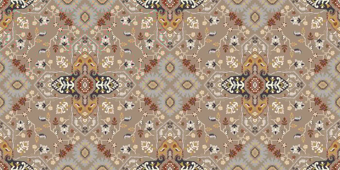 Vintage Arabic pattern. Persian colored carpet. Rich ornament for fabric design, handmade, interior decoration, textiles. Blue background. vector