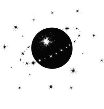 Black Stars and planet in space png