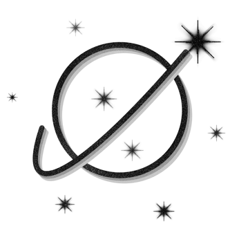 Black Stars and planet in space png