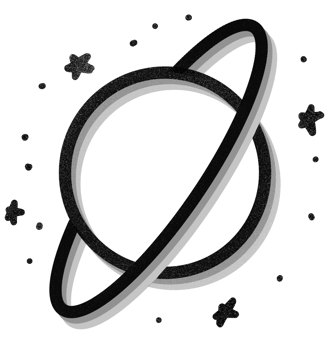 Black Stars and planet in space png