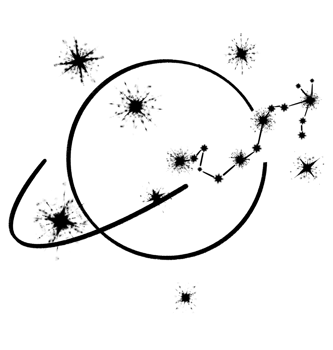 Black Stars and planet in space png