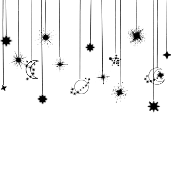 Black Stars and planet in space png