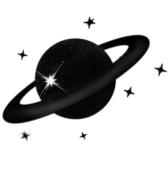 Black Stars and planet in space png