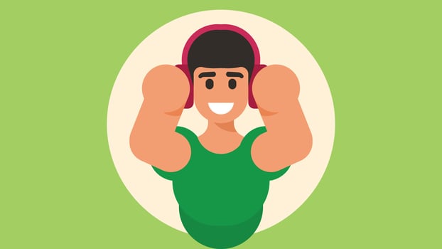 boy with headphones listening to music vector