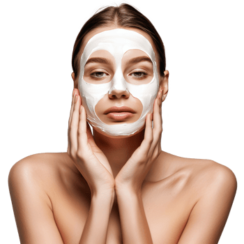 Young woman using facial cosmetic mask for beauty, transparent background png