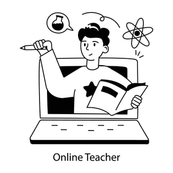 Trendy Online Teacher vector