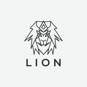 lion logo line art design, head lion design illustration. vector