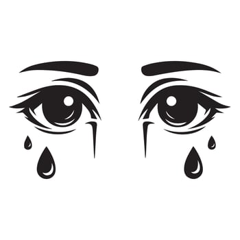 Tears are rolling down the corners of the eyes illustration vector