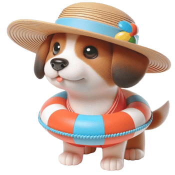 aigenerated dog wearing a hat on a life ring png