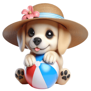 wearing dog wearing a hat and holding a beach ball png