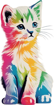 Colorful feline illustration, perfect for whimsical pet-themed designs. AI-generated. png