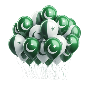 Pakistani flag balloons on transparent background png