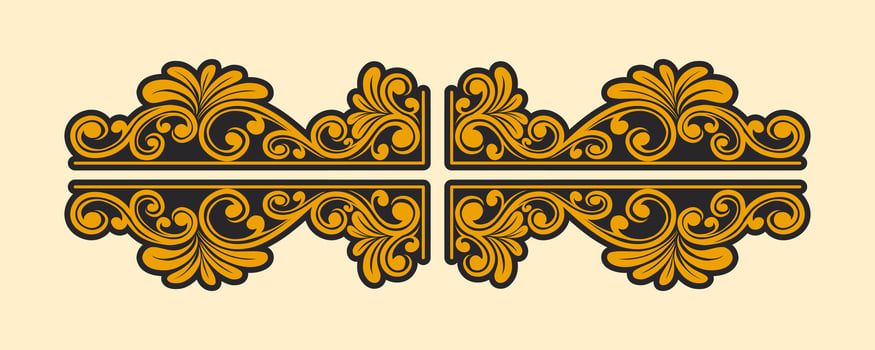 Vintage Baroque Victorian frame border monogram floral engraved scroll ornament vector