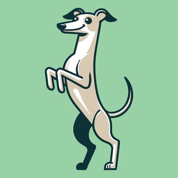 Italian Greyhound dog stands on hind legs illustration vector