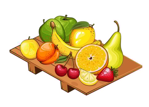 Plate with Fruits. Plate of fruits illustration. Organic design concept. Hand Drawn fruits collection. Fruit Plate Isolated. Farm products. vector